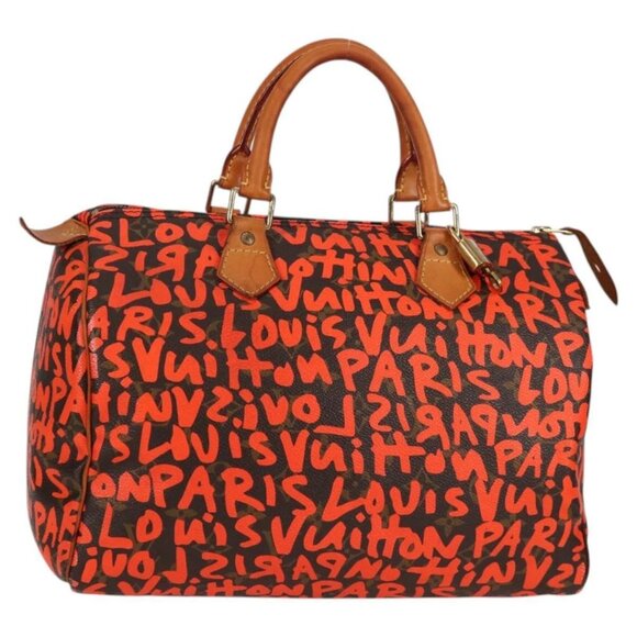 LOUIS VUITTON Monogram Graffiti Speedy 30 Hand Bag Orange - Picture 1 of 16